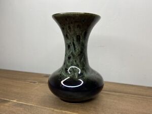 Fosters pottery small abstract dark green / black glazed pottery decorative vase