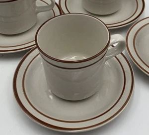 RKS Stoneware Coffee Mugs & Saucers Restaurant Style Made In Japan Four(4) VTG  - Picture 1 of 3