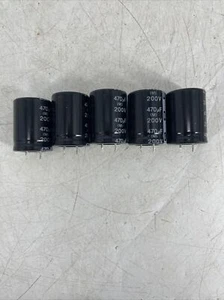 LOT OF 5 Panasonic 470uF 200V Aluminum Electrolytic Snap In Capacitor - Picture 1 of 5