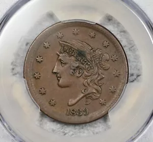 1839 Coronet Head Large Cent "Silly Head" PCGS XF45BN Nice! #DTJ2 - Picture 1 of 3