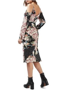 TOPSHOP Damen Gr. 2 Midikleid Cold Shoulder Blumen Patchwork Boho Hippie S Neu mit Etikett - Bild 1 von 12