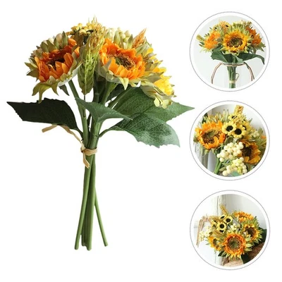1pc Wedding Artificial Sunflower Bouquet Chic Thanksgiving Sunflower (Yellow) - Image 1 of 4