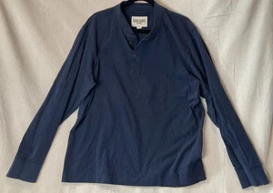 Vintage 80s Eddie Bauer Henley Shirt Mens XL Navy Blue Heavyweight - Picture 1 of 3