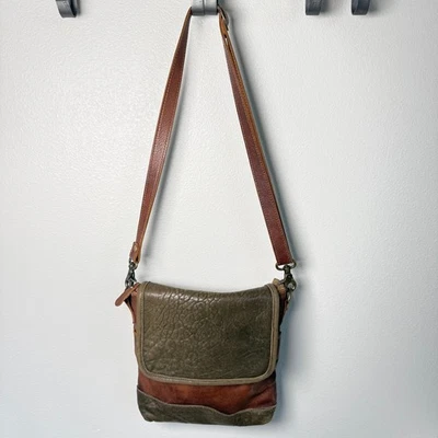 Myra Bag Leather Crossbody Bag Olive Green and Brown Purse - Image 1 of 4