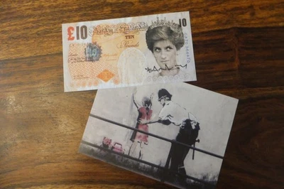 Banksy Cut and Run Glasgow, Tenner original firmado + postal GG1 Foto 1 de 4