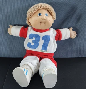 Vintage 1978-82 Cabbage Patch Kids Boy Doll Tan Hair Blue Eyes Sweat Suit - Bild 1 von 12