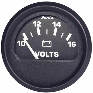 ****** GENUINO FARIA BEEDE 12821 EURO NEGRO 2" VOLTÍMETRO 10-16VDC VOLT GAUGE-NUEVO - Imagen 1 de 4