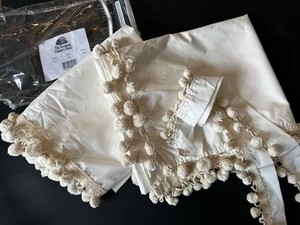 VERMONT COUNTRY STORE 54” Classic Ball Fringe Rod Pocket Curtains Natural *FLAW - Picture 1 of 10