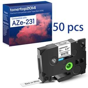 50 Stück Schwarz auf Weiß Schriftband für Brother PT-P900W TZ-231 TZe-231 12 mm 0,47 Zoll - Bild 1 von 21