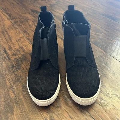 Steve Madden Para Mujer Talla 9 Zapatos Negro Gamuza Cremallera Oculto Botas de Cuña Foto 1 de 4