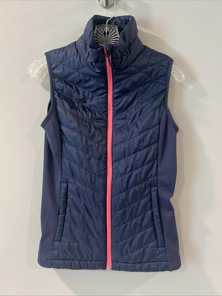 Columbia Vest Blue Omni-Heat Omni-Shield Puffer Outdoor Hiking Ski XS Blue Pink - Image 1 of 4