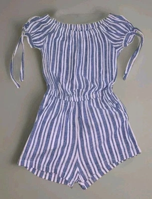 Neu Schöner H&M Overall Leinen Streifen Blau Weiss Jumpsuit Taschen Gr.38 - Bild 1 von 4