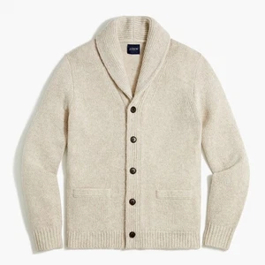 J. CREW men's knit chunky jersey cardigan sweater - Heather Mink / Beige - XXL - Picture 1 of 9