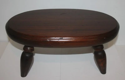 Solid Wood Oval Footstool Seat  17X10X7 - Image 1 of 4