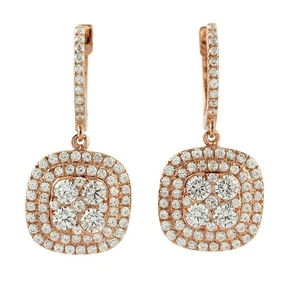 925 Sterling Silver Zirconia Earrings Women Cushion Dangle Jewelry For Birthday - Picture 1 of 6