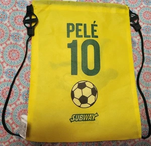 Borsa con coulisse Pelé Subway calcio/pranzo/palestra/promozionale!!!MAI USATO!!! - Foto 1 di 2