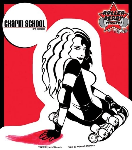 Krysztof Nemeth Sang Rouleau Derby Fille Gazes Vinyle Découpé Mural Autocollant - Photo 1/1