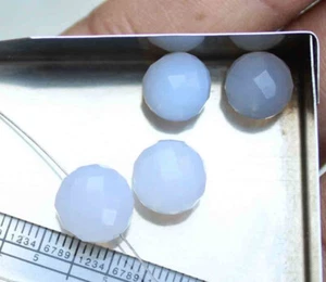 27.30 Ct Natural Chalcedony Round Faceted Briolette Tear Drop Loose Gems Beads - Picture 1 of 5