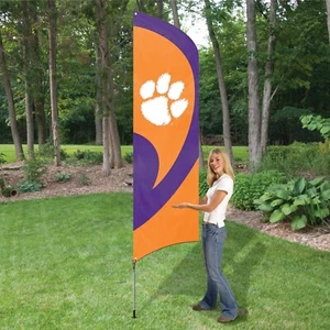 CLEMSON TIGERS 8.5 FOOT TALL TEAM FLAG 11.5' POLE SIGN BANNER UNIVERSITY - Picture 1 of 5