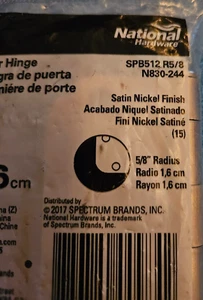 BISAGRAS PUERTA NÍQUEL SATINADO NATIONAL SPB512 R5/8 N830-244 - Imagen 1 de 4
