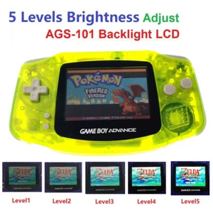 5 Levels Brightness Clear Yellow Game Boy Advance AGS-101 Backlight LCD Console - Picture 1 of 7