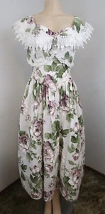 Vintage 1990s Scott McClintock Sleeveless Two Piece Floral Tea Dress Size 12 - Picture 1 of 21