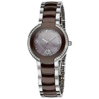 Burgi Feminino BUR072BR Madrepérola Relógio Pulseira de Cerâmica Diamante MSRP $650 - Imagem 1 de 4