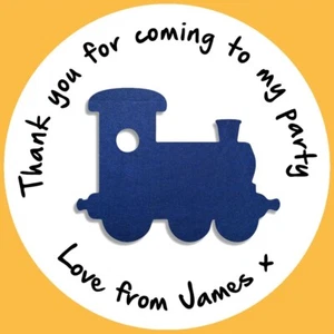 Sheet of Personalised Blue Train Stickers Sweet Cones Party Gloss Matte - Picture 1 of 6
