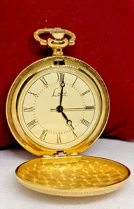 LIMIT Mens Full Hunter Gold Tone Quartz Pocket Watch - VGC & Working - Picture 1 of 6