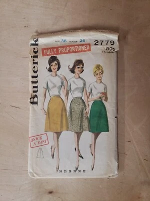 Butterick Sewing Pattern #2779 Misses Proportioned Skirt. Hip 36 Waist 26 -Cut- - Image 1 of 4