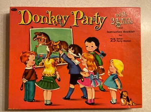 VIntage Donkey Party Game Pin The Tail On The Donkey Complete Whitman - Picture 1 of 4