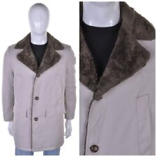 VINTAGE Fur Lined Overcoat M 40R Car Coat Jacket Trenchcoat Mac 60s 70s Mod