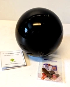 Natürliche Schwarze 10cm 1,25kg Obsidian Quarz Kugel Kristall Gebraucht R2705 - Bild 1 von 2