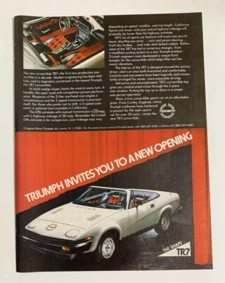 1979 Triumph TR7 Print Ad Original Vintage Invites You To A New Opening - Image 1 of 2