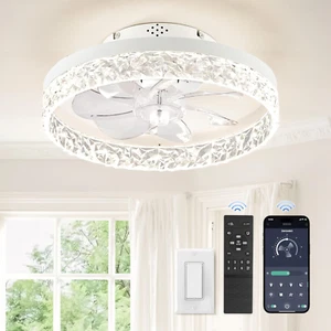 Ceiling Fans with Lights, Low Profile Ceiling Fan with Light and Remote, Flush M - Picture 1 of 6