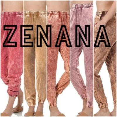 PLUS 1X 2X 3X  ZENANA MANY COLORS  ACID WASH JOGGER PANTS SIDE POCKETS BHCS - Image 1 of 4