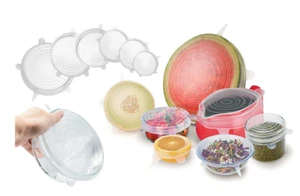 Tapas de silicona reutilizables para alimentos/tazones/contenedores Niftii x6 - Imagen 1 de 4