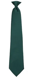 Boy's Solid Satin Hunter Green 14 inch Clip On Necktie Weddings Formals - NWT - Picture 1 of 2