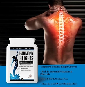 Harmony Heights Growth Pills 30 - Gluten-Free, Non-GMO, GMP Facility - Picture 1 of 3