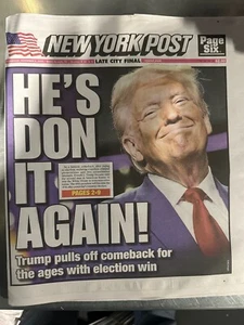 DONALD TRUMP WINS 47TH PRESIDENT New York Post  Newspaper 11/6/2024 IN HAND! - Picture 1 of 1