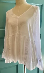 Counterparts Blouse Size L White V-neck Romantic Boho Embroidered Trim NWT - Picture 1 of 9