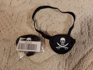 HOLIDAY/HALLOWEEN LOT OF TWO PIRATE EYE PATCHES BLACK WITH WHITE PIRATE - Picture 1 of 2