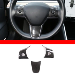 3PCS Real Carbon Fiber Steering Wheel Patch Decoration Fit For Tesla Model 3 - Picture 1 of 9