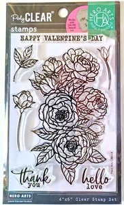 Peonies Bunch Flower Valentine's Day Clear Stamp Set by Hero Arts CM604 NEW! - Picture 1 of 3