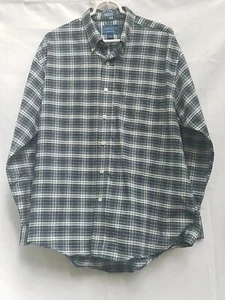 Mens Blue & White Plaid Towncraft Wrinkle Free Shirt, Large - Picture 1 of 3