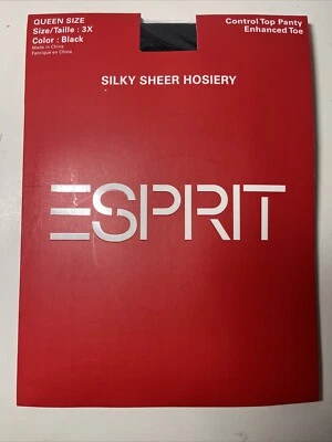 Medias transparentes sedosas Esprit parte superior de control punta mejorada talla Queen 3X negras Foto 1 de 2