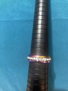 Unisex Size 10 Wedding Band With Rhinestones Very Sparkly - Picture 1 of 7