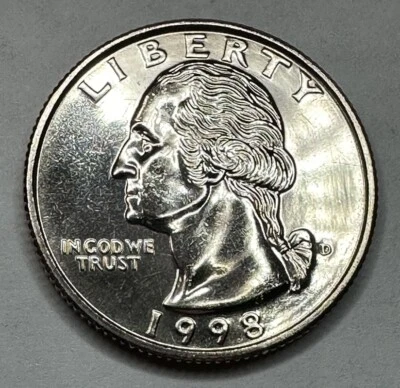 1998-D Washington Quarter 25cent Coin from US Mint Set. Uncirculated BU - Image 1 of 4