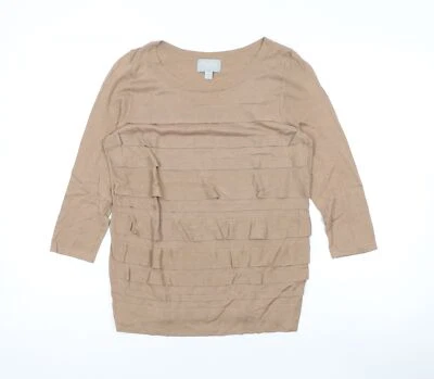 Pure Womens Brown Round Neck Silk Pullover Jumper Size 12 - Image 1 of 4