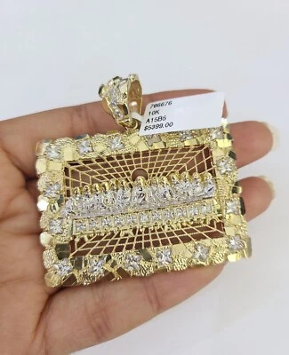 Dije colgante real de la Última Cena de 10k de oro amarillo genuino para hombre y mujer Foto 1 de 4